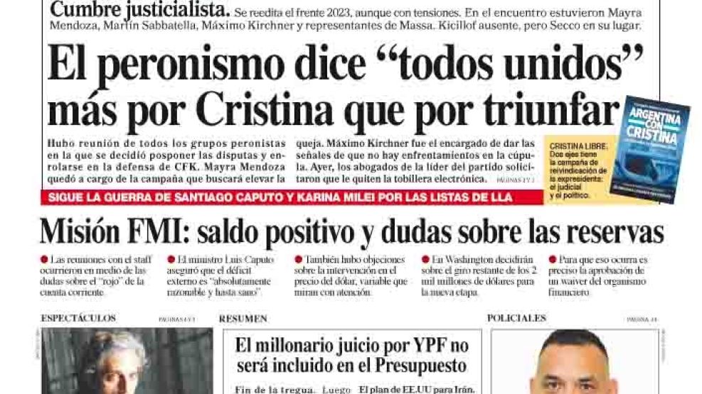 La tapa del Diario PERFIL del sábado 28 de junio de 2025