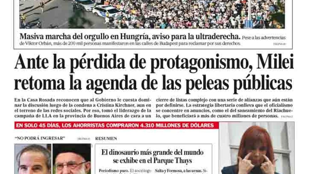 La tapa del Diario PERFIL del 29 de junio de 2025