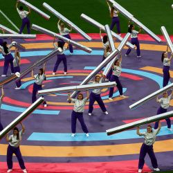  Actuaciones durante la ceremonia inaugural previa al partido de fútbol del Grupo A de la Eurocopa Femenina de la UEFA 2025. Foto de Bernadett Szabo / AFP | Foto:AFP