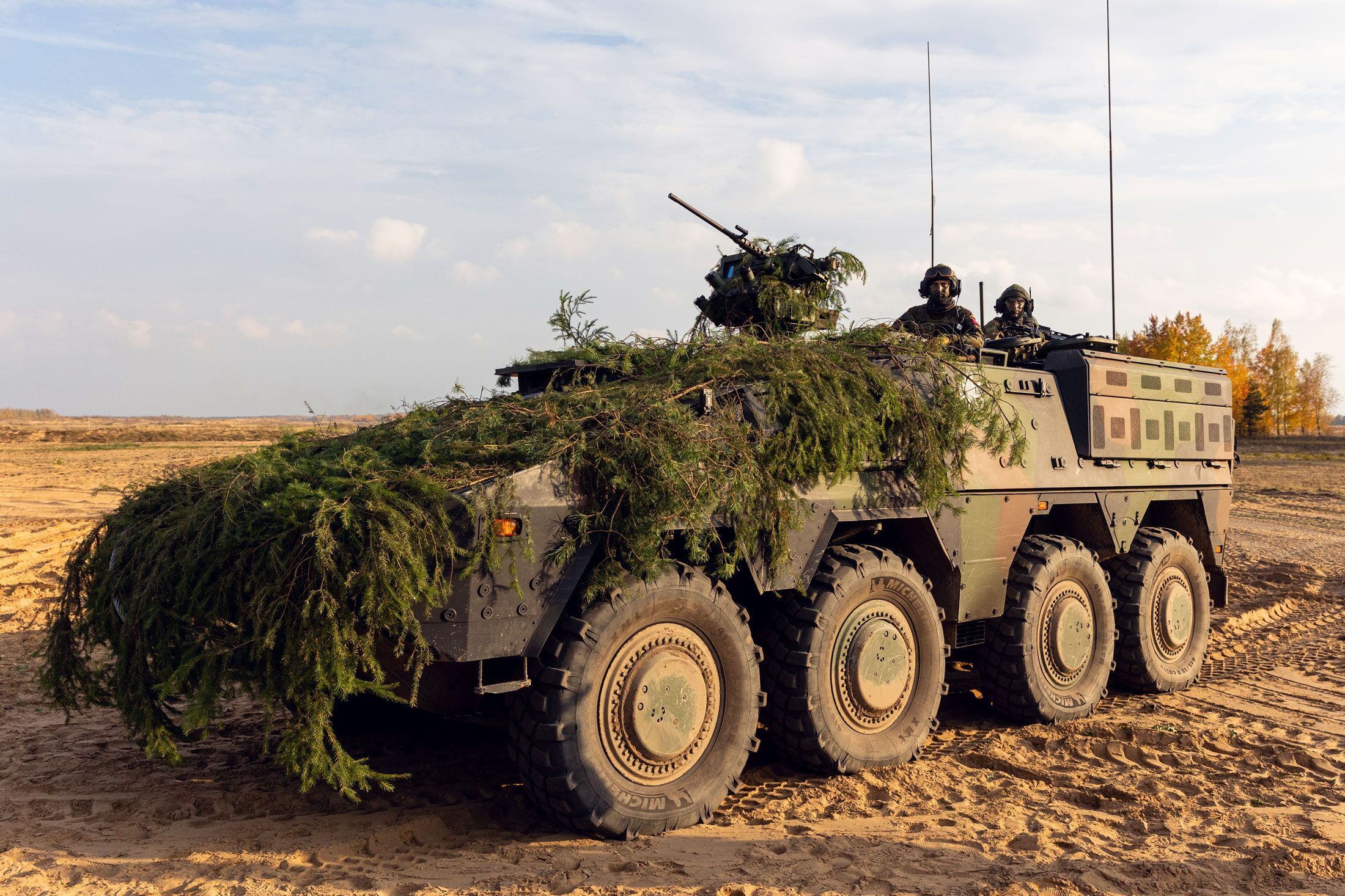 A German GTK Boxer armoured personnel carrier.