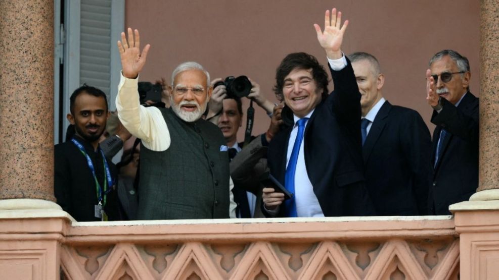 Narendra Modi y Javier Milei en Casa Rosada