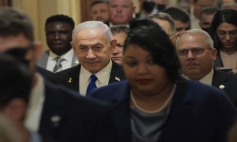 El primer ministro israelí, Benjamin Netanyahu, durante un encuentro en el Capitolio