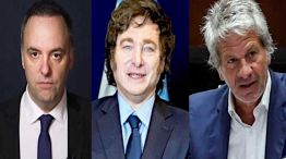 Manuel Adorni, Javier Milei y el titular de ARCA, Juan Pazo