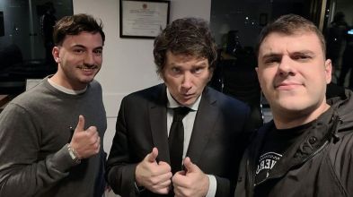 Agustín Romo, Javier Milei y Daniel Parisini