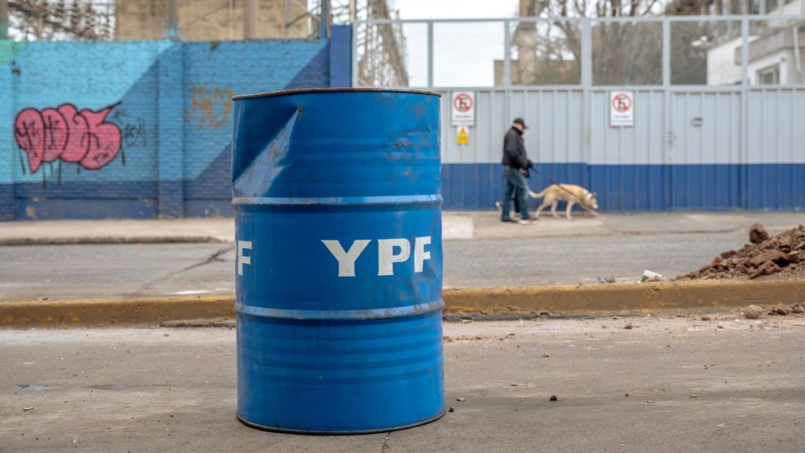 An oil drum owned by state energy firm YPF.