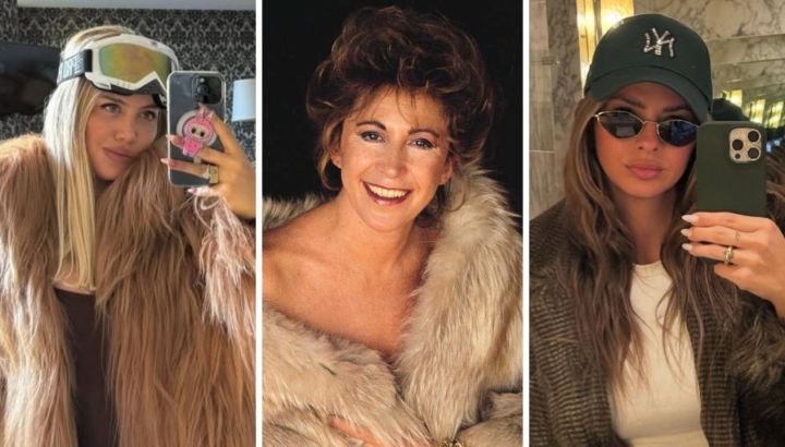Wanda Nara y la China Suárez siguen el estilo de María Julia Alsogaray: abrigos de piel y glamour noventoso