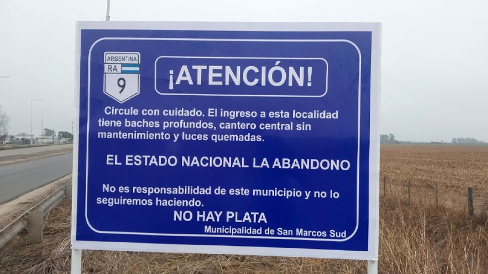 Carteles en San Marcos Sud por la obra pública
