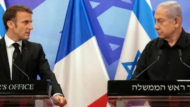 Macron y Netanyahu, en una foto de archivo. Los enfrenta la guerra en Gaza.