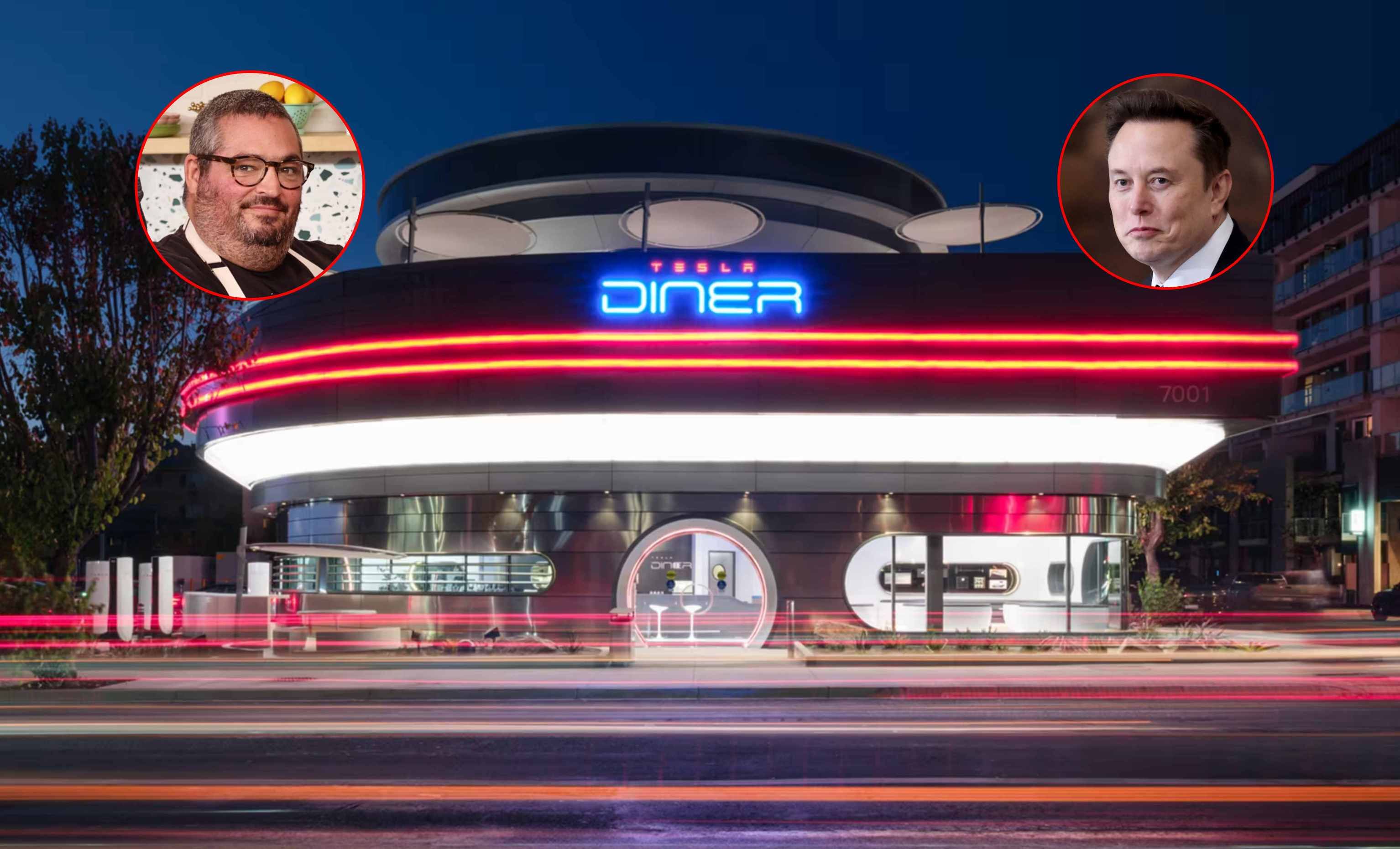 Eric Greenspan (izq.), el chef de Tesla Diner, el restaurante de Elon Musk.