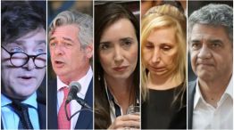 Javier Milei, Nicolás Pino, Victoria Villarruel, Karina Milei y Jorge Macri.