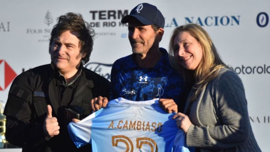 Milei, Adolfo Cambiaso y Karina Milei 