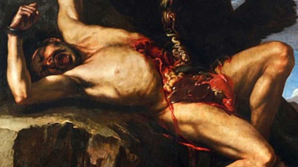 Prometeo condenado por robar el fuego sagrado