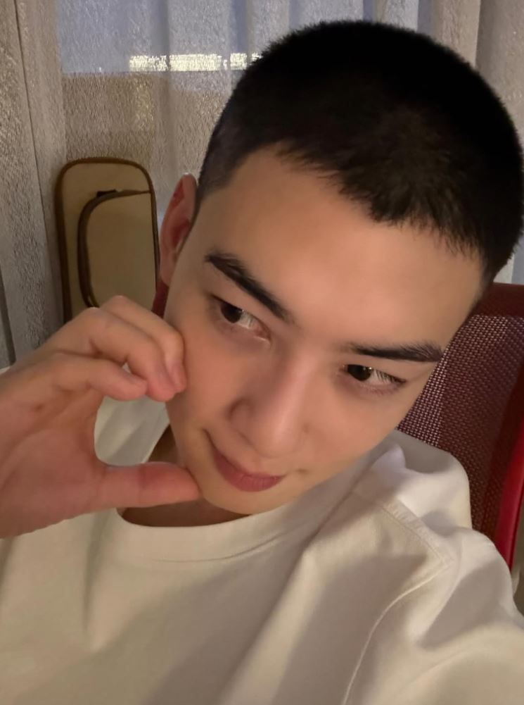Cha Eunwoo pelo rapado antes de su alistamiento 