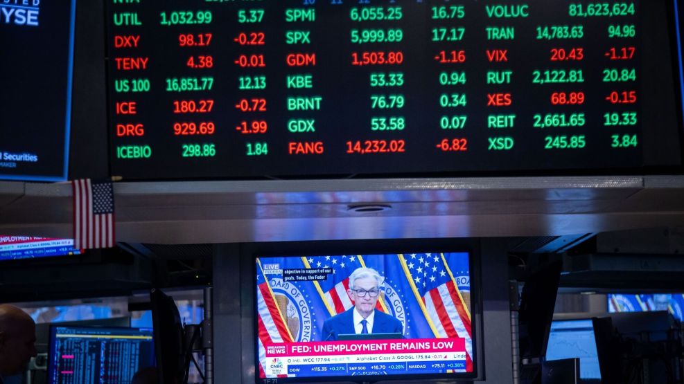Traders On The Floor Of The New York Stock Exchange As Fed Chair Powell Holds New Conference