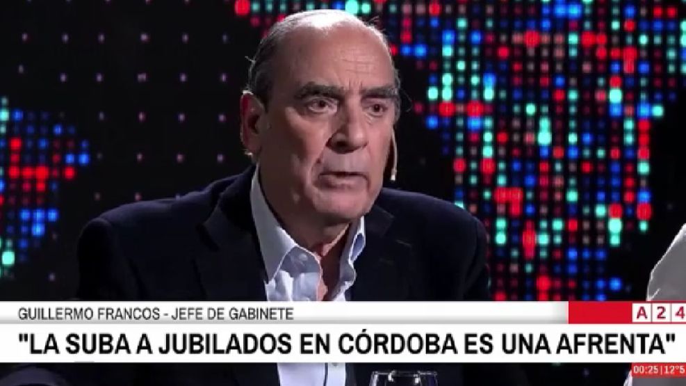 Guillermo Francos por las jubilaciones en Córdoba