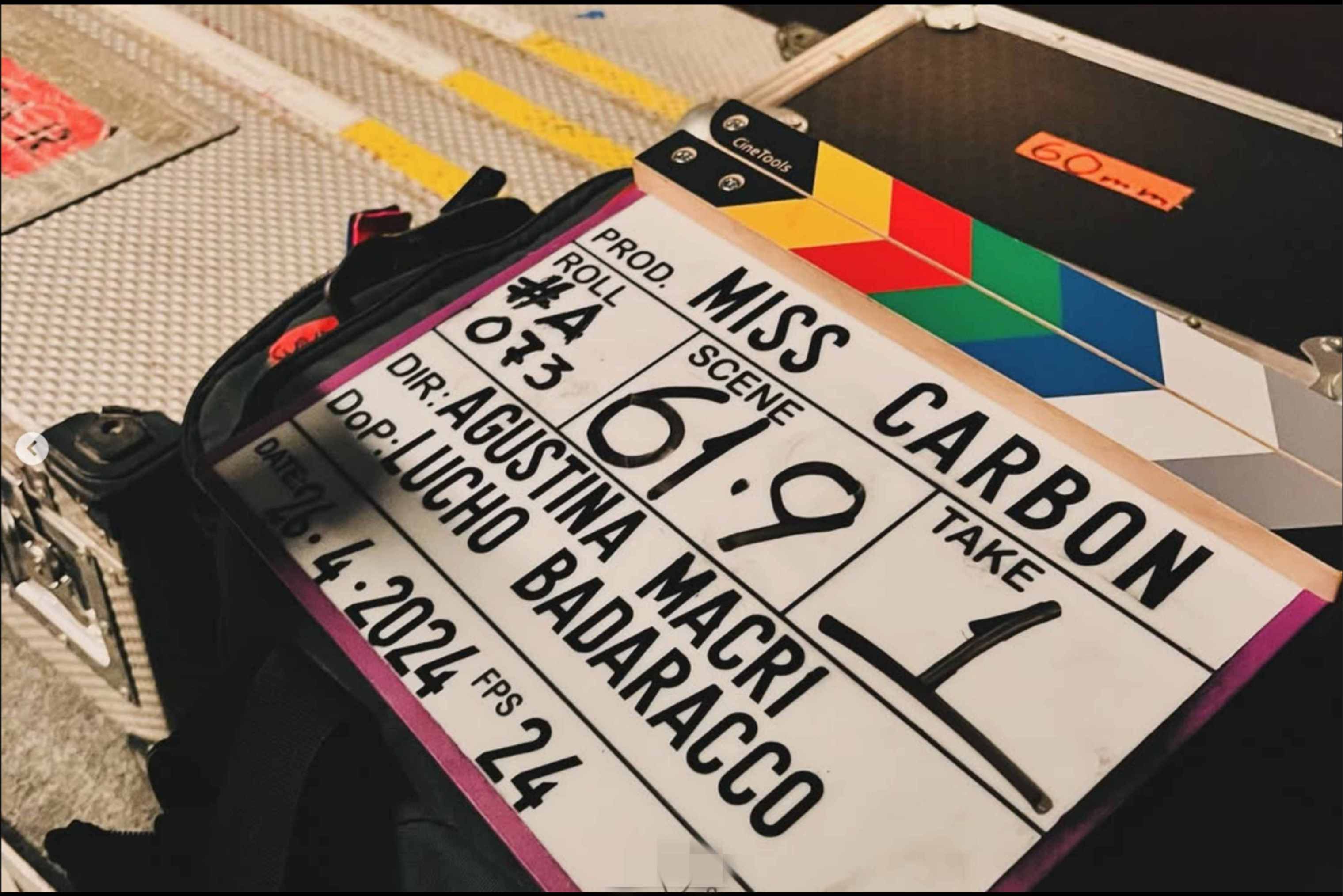 La claqueta de Agustina Macri en rodaje de 'Miss Carbón'.