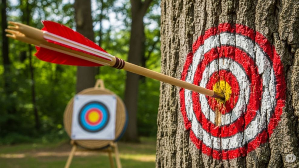 Flecha dando en el blanco