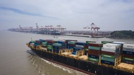 Views of the Yangshan Container Port Ahead of China Trade Figures