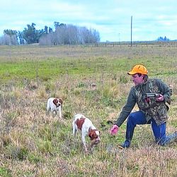 Debido al clima, las perras comenzaron a alejarse del rango de distancia con el cazador. Las llamamos, las calmamos con caricias y, mágicamente, volvieron a trabajar cerca. El laceo de Mía y Alice fue impecable. 