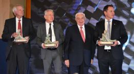 Eduardo Escasany, presidente del Grupo Financiero Galicia, Rubén Cherñajovsky, fundador y dueño de Newsan, Adelmo Gabbi, presidente de la Bolsa de Comercio de Buenos Aires y Jorge Brito, presidente de Banco Macro