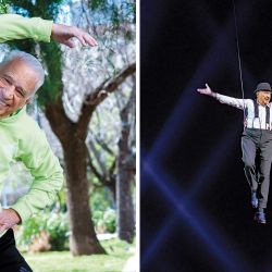 Alberto Cormillot a sus 86 años, muestra su vitalidad entrenando todos los días y haciendo acrobacias en el circo Servian. | Foto:Cedoc