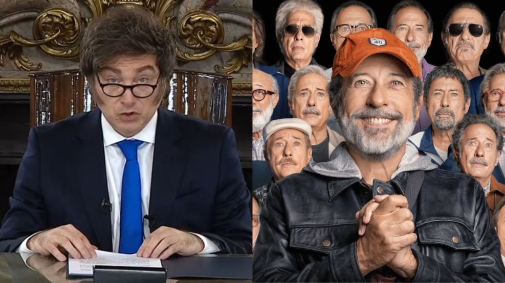 Javier Milei y Guillermo Francella en Homo Argentum