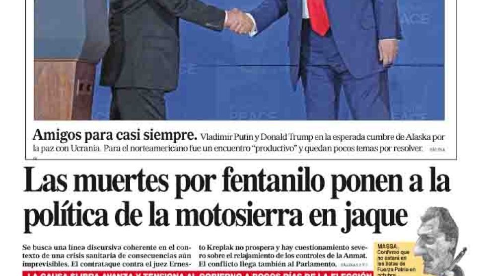 La tapa del Diario PERFIL del sábado 16 de agosto de 2025