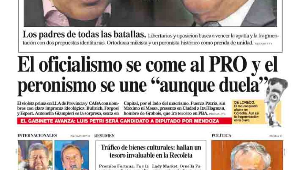 La tapa del Diario PERFIL del domingo 17 de agosto de 2025