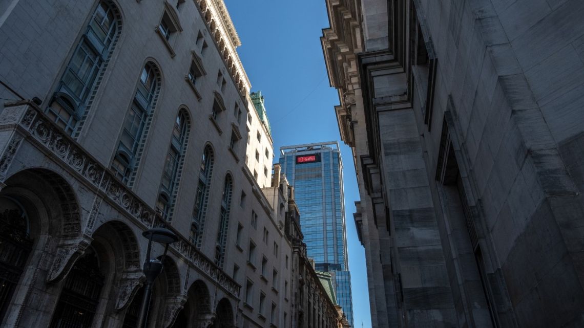 The headquarters of Banco Galicia in Argentina in the financial district of Buenos Aires.