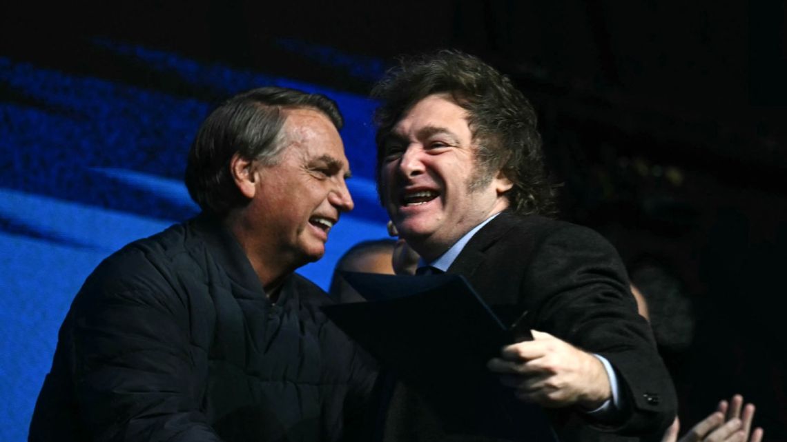Former Brazilian president Jair Bolsonaro and Argentina's President Javier Milei.