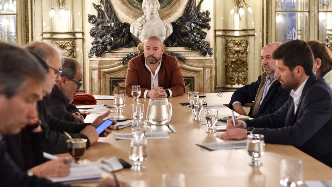 Diego Spagnuolo, the former head of the ANDIS national disability agency, leads a meeting at government house.
