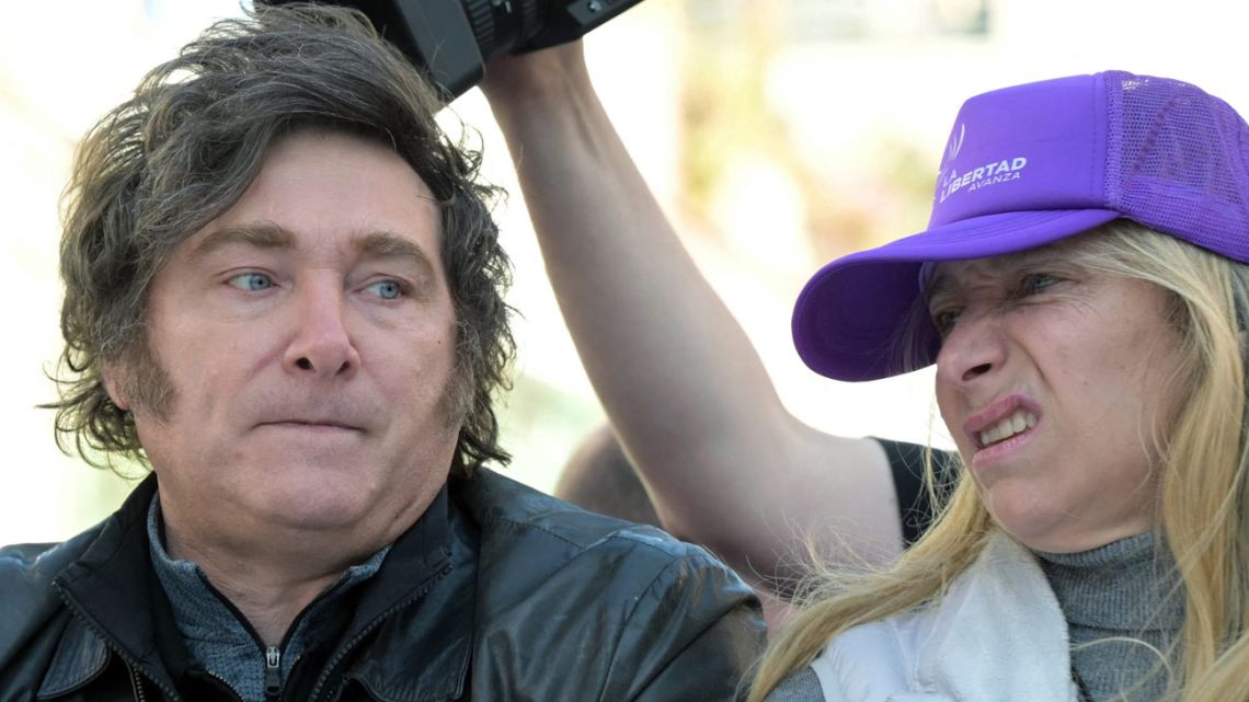 President Javier Milei and presidential chief-of-staff Karina Milei on the campaign trail.