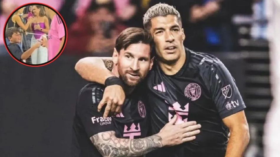 Lionel Messi, Luis Suárez y Mateo Messi