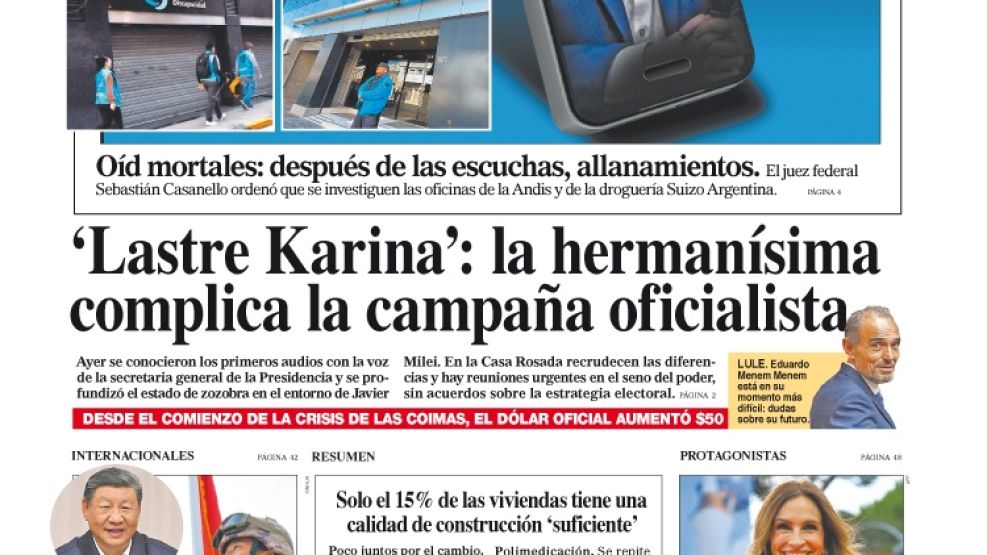 La tapa del Diario PERFIL del sábado 30 de agosto de 2025