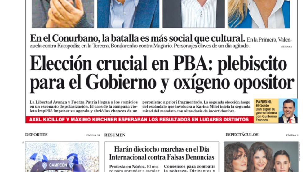 La tapa del Diario PERFIL del domingo 7 de septiembre de 2025
