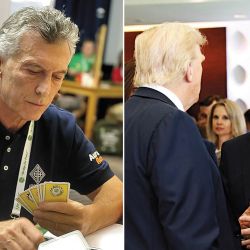 Macri jugando al bridge y con Donald Trump. | Foto:Cedo.