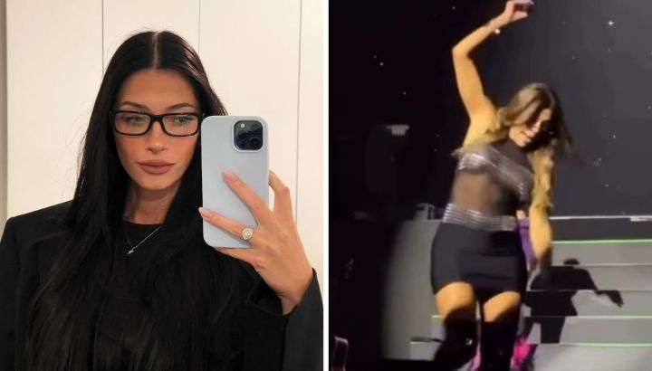 La divertida reacción de Tiziana Sabatini al ver el video de la caída de su madre, Catherine Fulop: "Se llevó todo puesto"