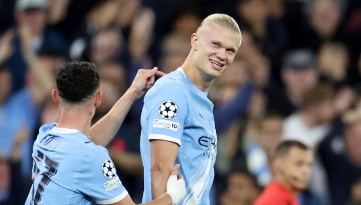 Erling Haaland con Manchester City en Champions League
