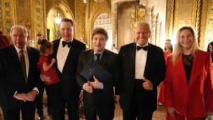 Elon Musk, Donald Trump, Javier y Karina Milei en Mar-a-lago 19092025