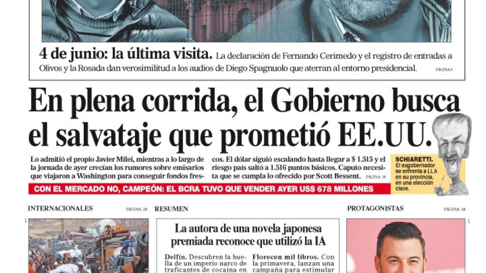 La tapa del Diario PERFIL del 20 de septiembre de 2025