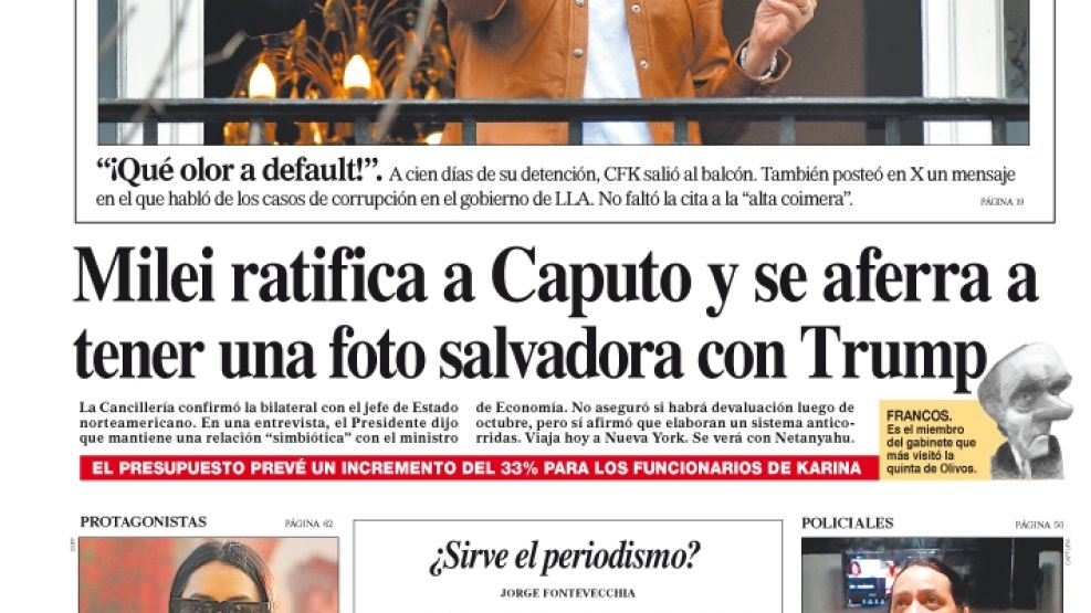 La tapa del Diario PERFIL del domingo 21 de septiembre de 2025