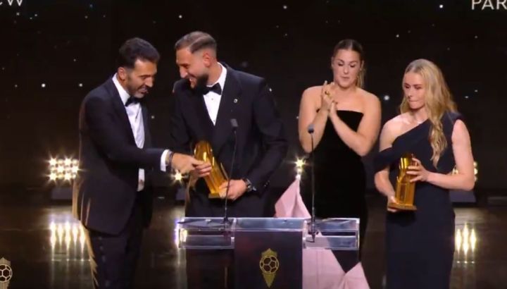 Gianluigi Donnarumma y Hannah Hampton