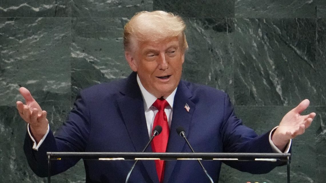 US President Donald Trump delivers remarks to the United Nations General Assembly at the UN headquarters in New York City on September 23, 2025. 