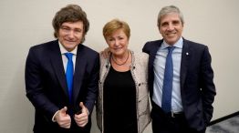 Javier Milei, Kristalina Georgieva y Luis Caputo