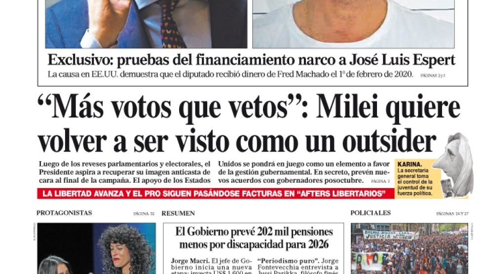 La tapa del Diario PERFIL del domingo 28 de septiembre de 2025