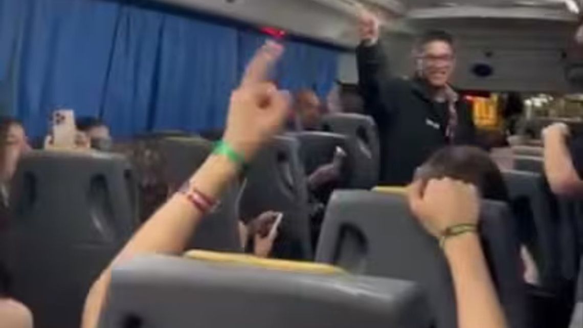 In a short video circulating on social media, filmed inside a coach, teenagers can be heard chanting anti-Semitic phrases in the style of football supporters.