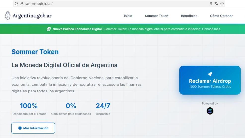 Una página web del Hospital Nacional Sommer fue utilizada para promocionar una criptomoneda falsa