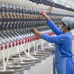 Imagen de una mujer trabajando en el Parque Industrial Agrícola y Textil Danghara China-Tayikistán, en Danghara, Tayikistán. | Foto:Xinhua/Li Renzi
