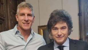 Martín Palermo junto a Javier Milei