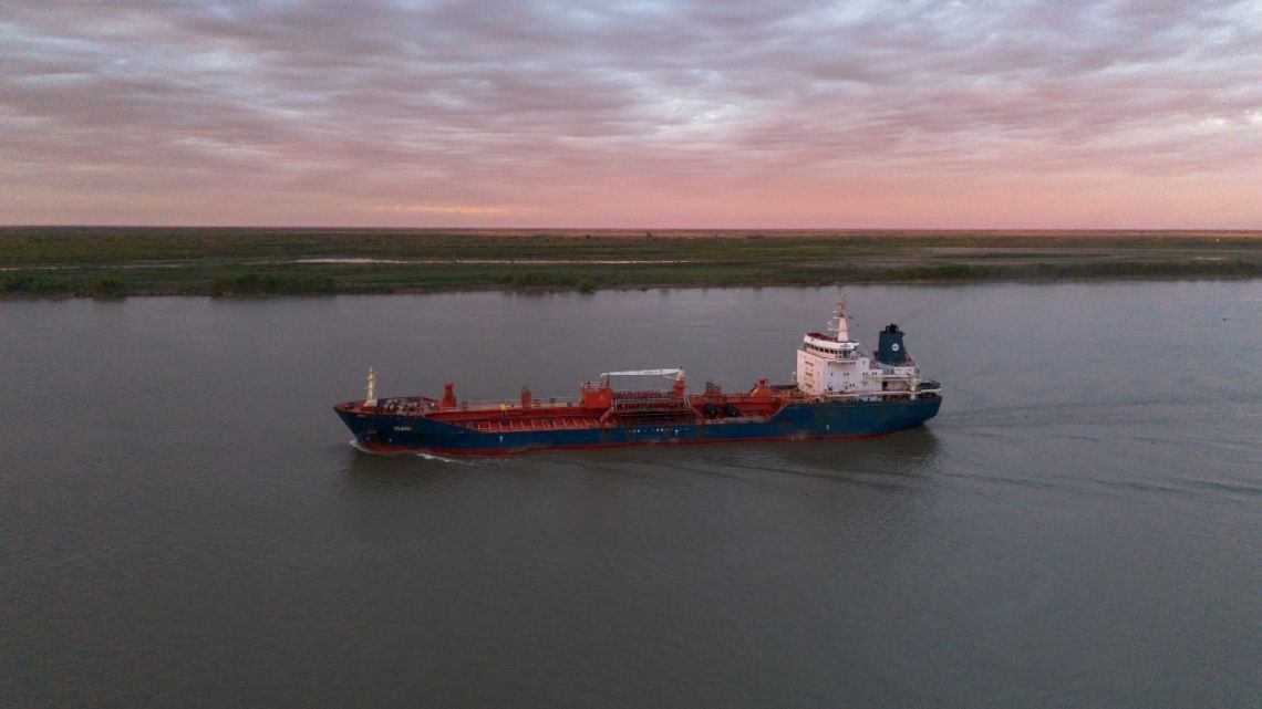 A ship on the Paraná river near Rosario.